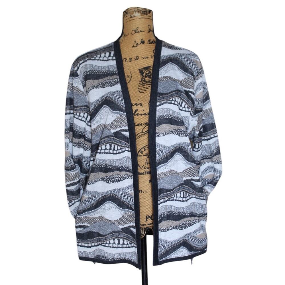 Vintage Graff Californiawear Open Front Cardigan Sweater Pockets Women’s L